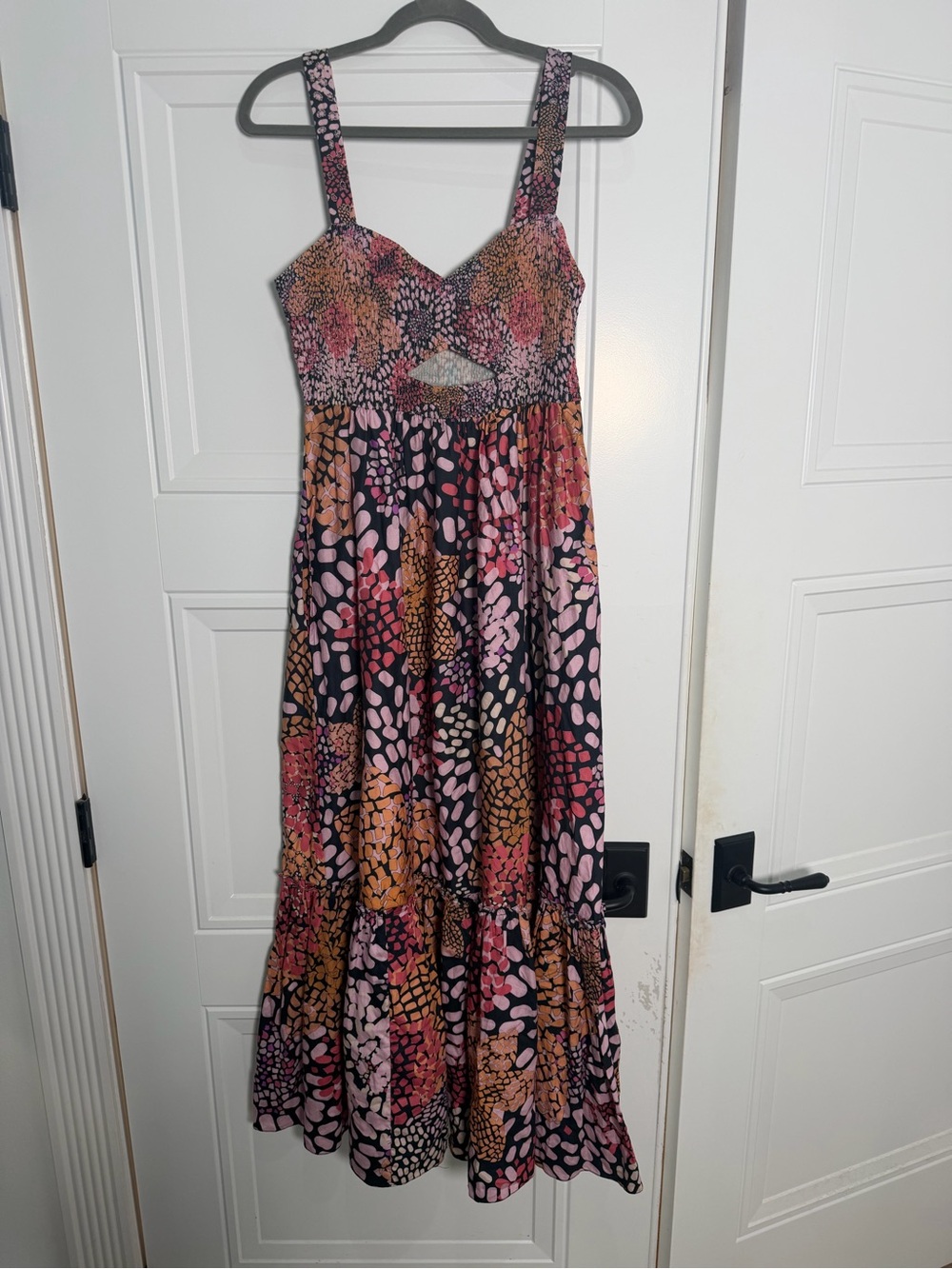 Floral Mosaic Maxi Dress in Pink & Rust
